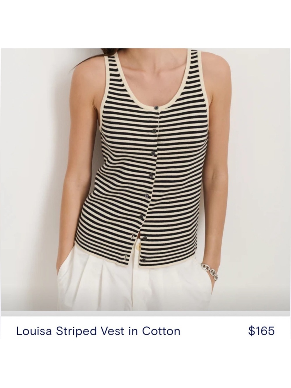 NWT • Alex Mill Louisa Striped Vest in Cotton Cashmere - Picture 2 of 6